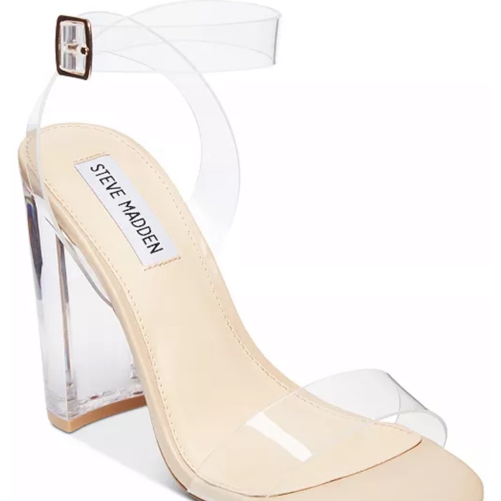BRAND NEW Steve Madden Clear Heels and Clear ankle Strap